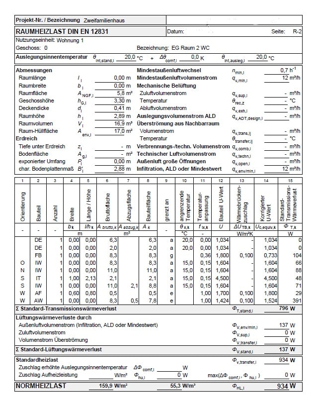 Fachgerechte Heizlastberechnung für ein Gebäude